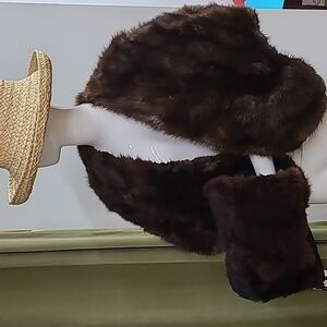 2 piece Vintage Mink Muff and Fur Cape